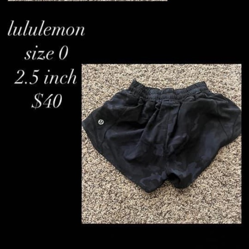 Lululemon size 0 shorts (black camo)